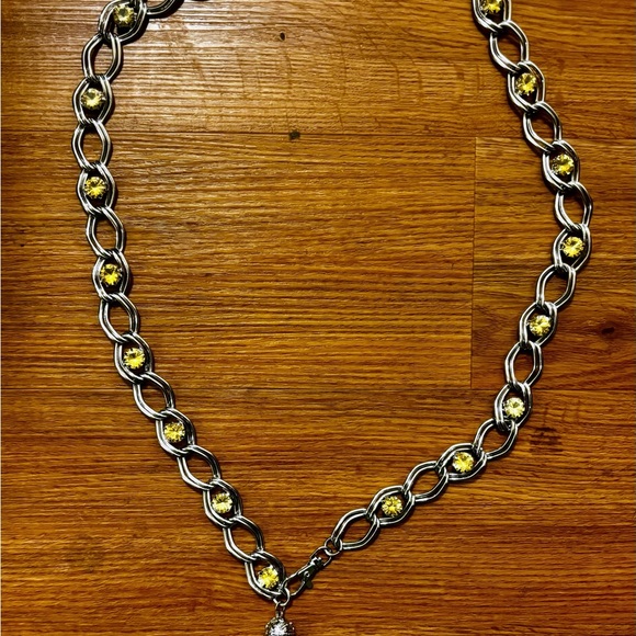 White House Black Market Chain Woman Lg belt Yellow gems Chain tassel No flaws - Picture 9 of 14